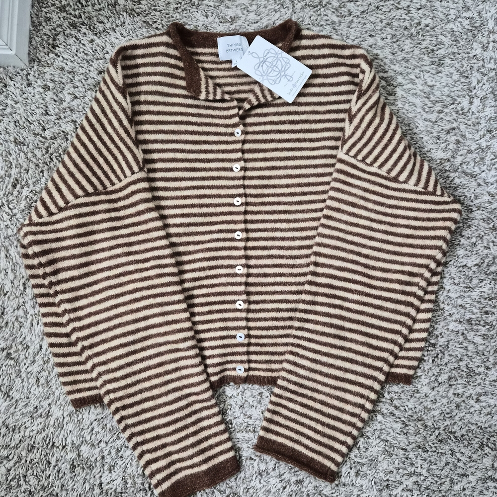 Cozy Striped Cardigan in Brown and Cream